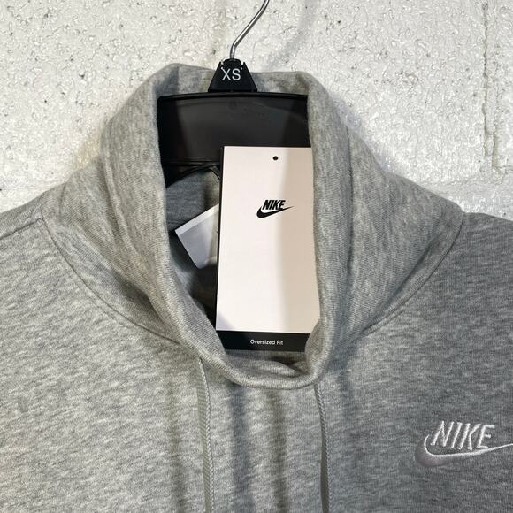 Nike Women's club Fleece Mock-Neck Sweatshirt Grey XS - Picture 3 of 9